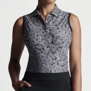 NEW  Peter Millar Banded Button Placket Palm Print Polo